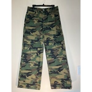 Y2K Boohoo Blue Camouflage Wide Leg Jeans‎ Cargo Pants US Size 10 Y2k